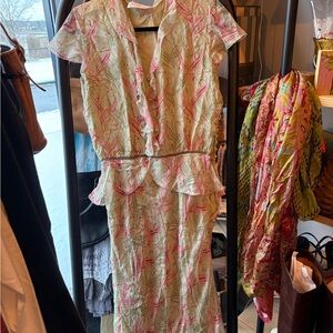 Chloe Pink and Green Midi Dress